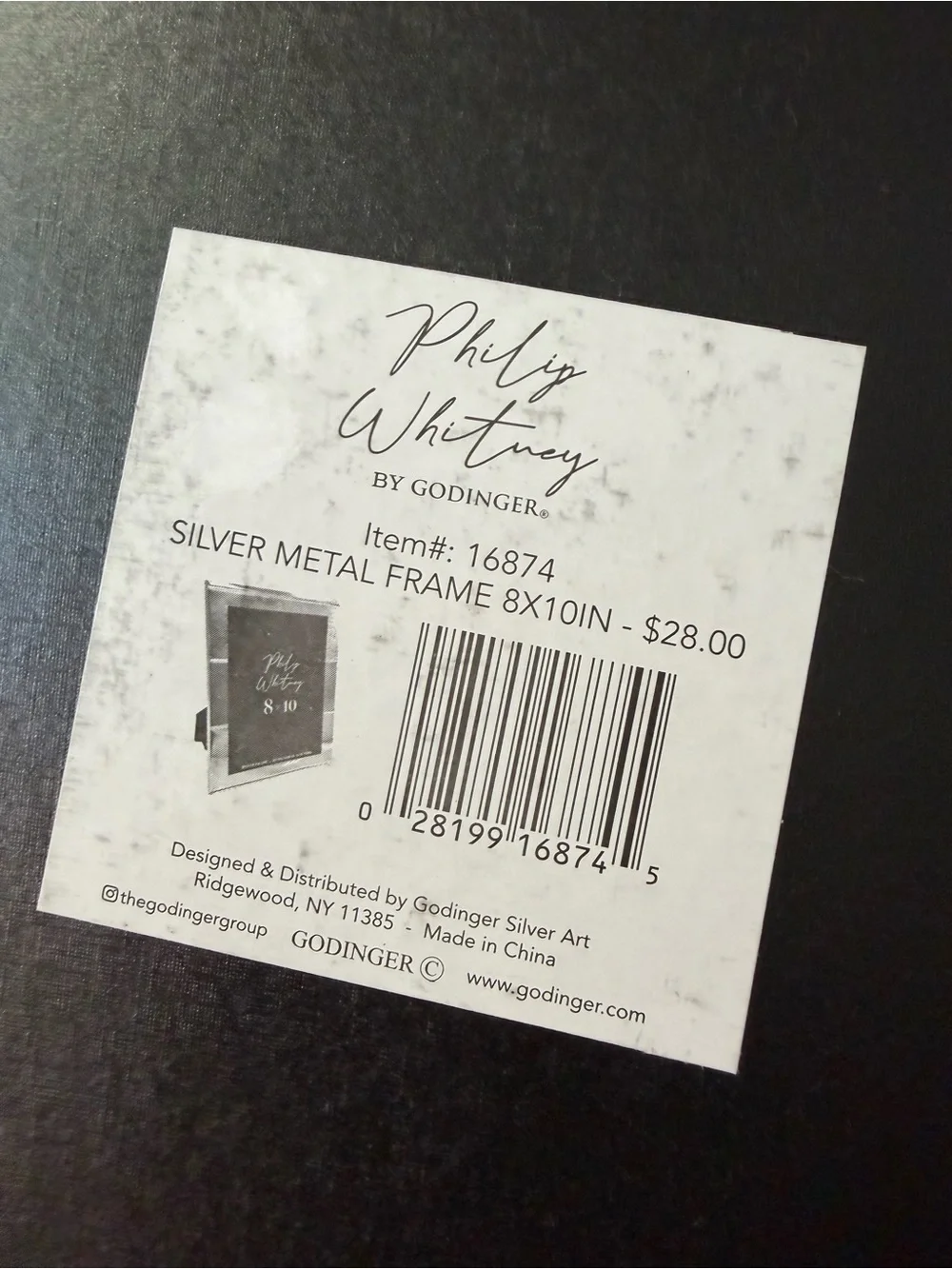Philip Whitney 8x10 Metal Photo Frame